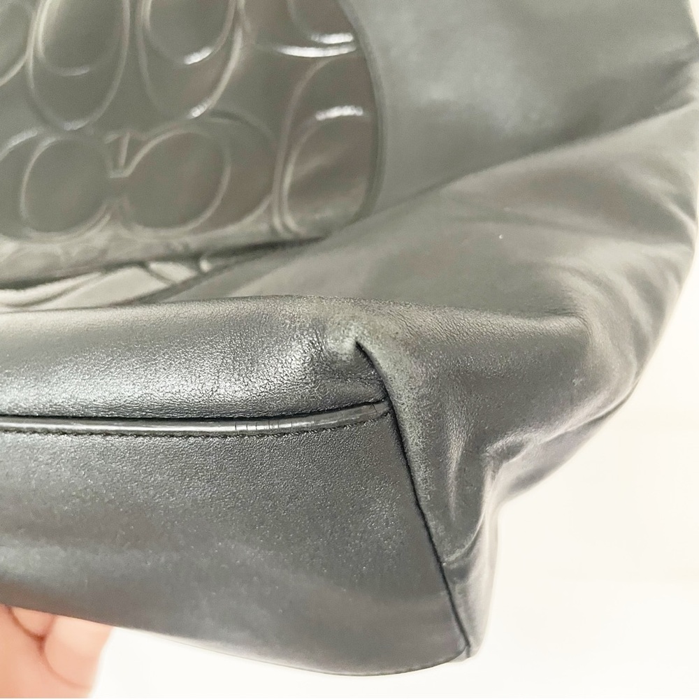 Coach Laura Signature Embossed Black Leather Tote Bag - Picture 8 of 9